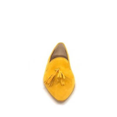 Mocassini con nappine camoscio giallo