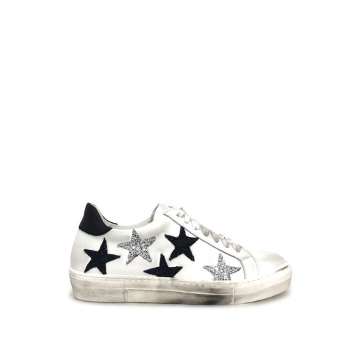Sneakers con stelle glitter argento nero