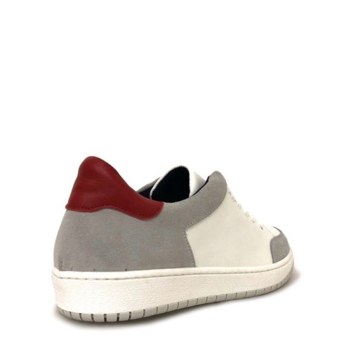 Sneakers bianche grigio rosso