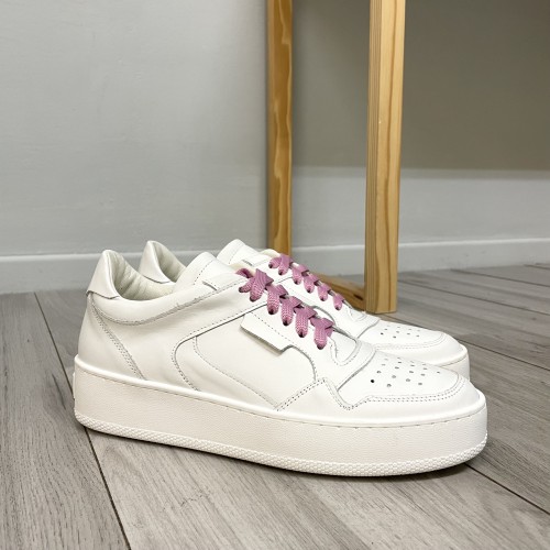 Sneakers suola alta bianche rosa