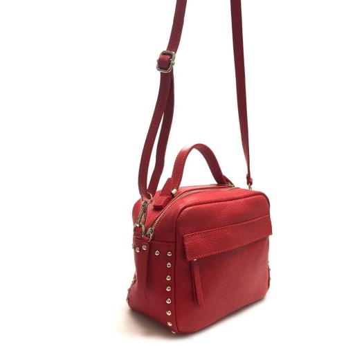 mini bag con borchie rossa
