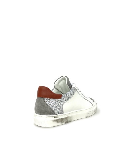 Sneakers glitter argento mattone