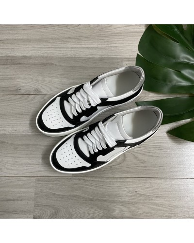 Sneakers suola alta bianco nero glitter argento