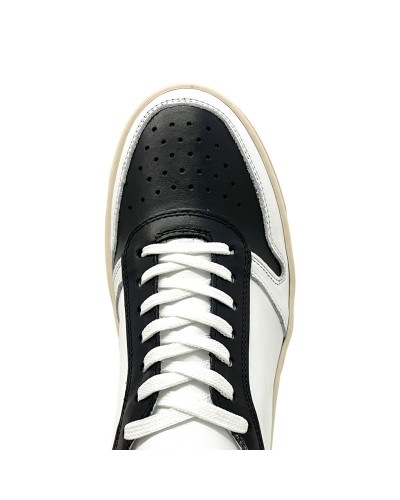 Sneakers stile basket bianco nero argento