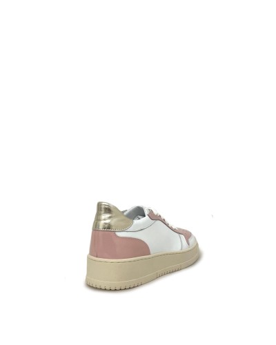 Sneakers stile basket bianco rosa platino