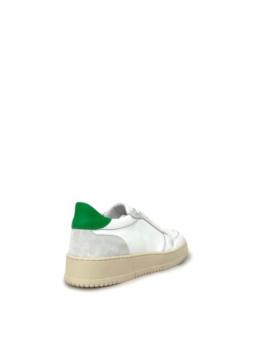 Sneakers stile basket bianco ghiaccio verde